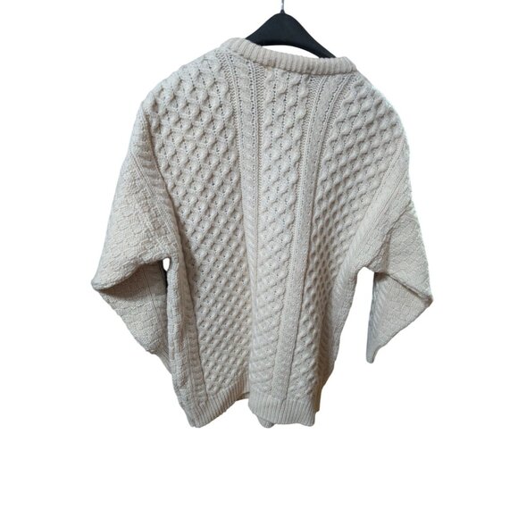 Celtic Country Mens Aran Cardigan Sweater sz M Wool Cable Knit Made In Ireland - Picture 4 of 6